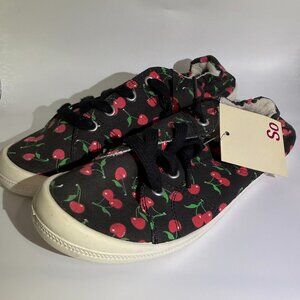 Cherry Print Black Sneakers